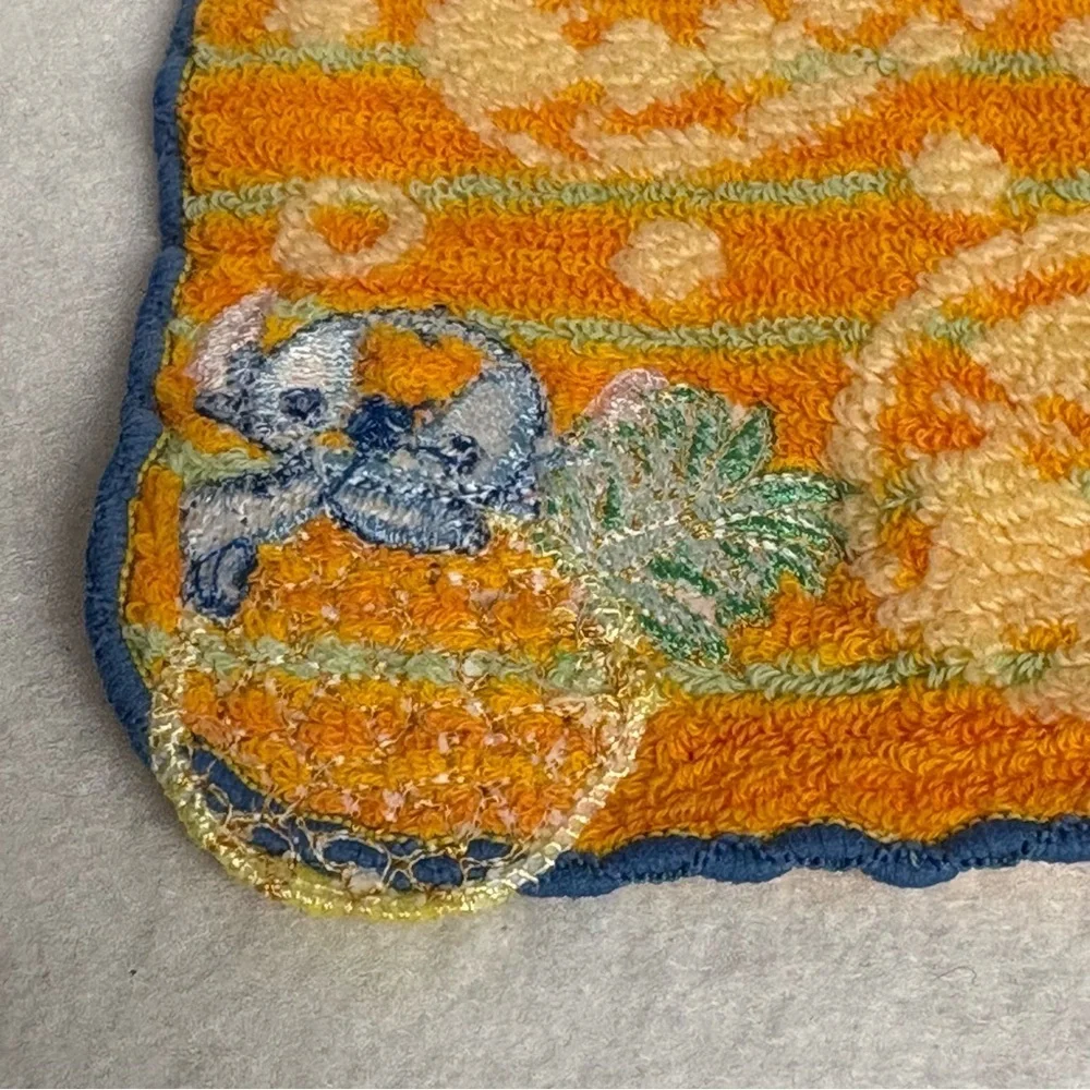 STITCH Small Hand Towel Orange Pineapple Disney Japan Fruit Print